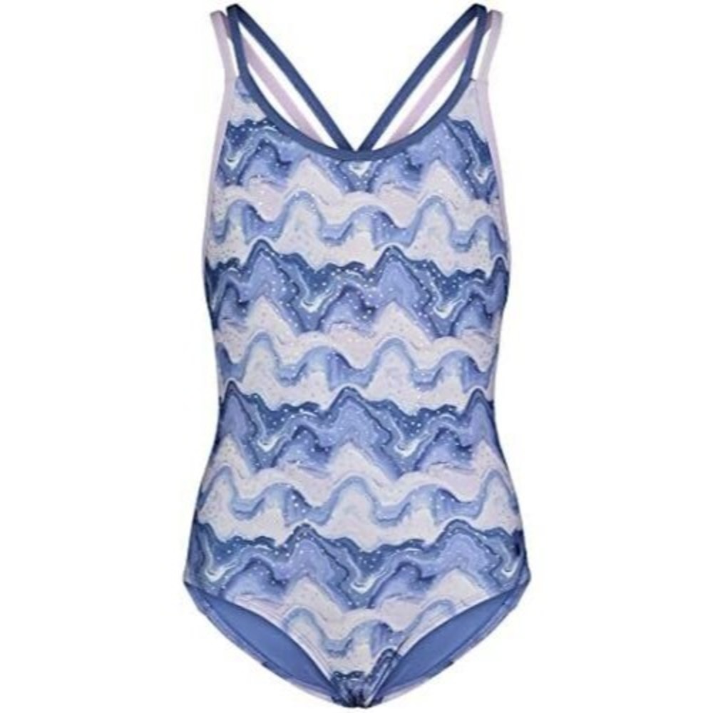Under Armour One Piece Swimsuit Girls 16 Nebula Purple Waves NEW - Picture 1 of 6